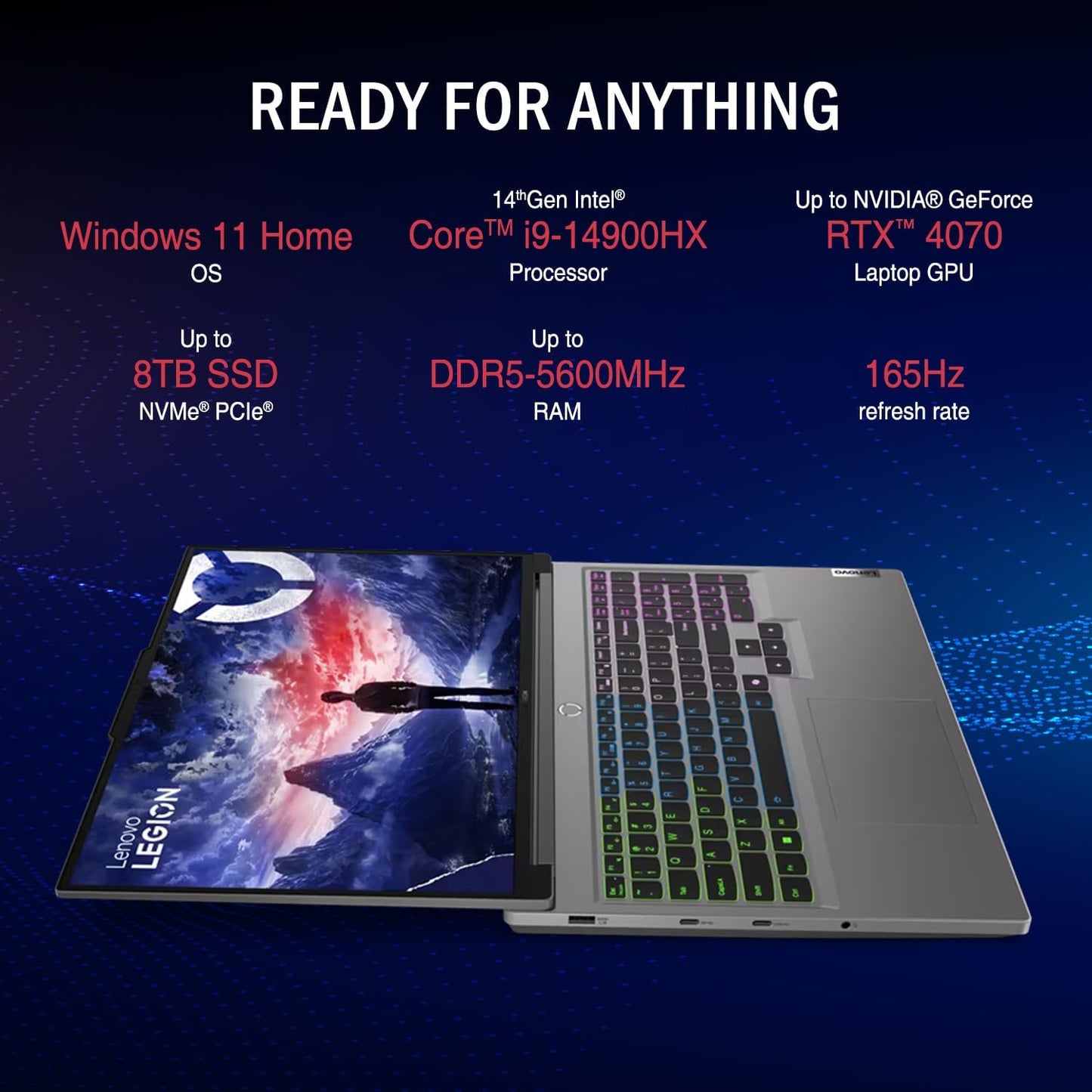 Lenovo Legion 5 16IRX9 Gaming Laptop - 16" QHD+, RTX 4070