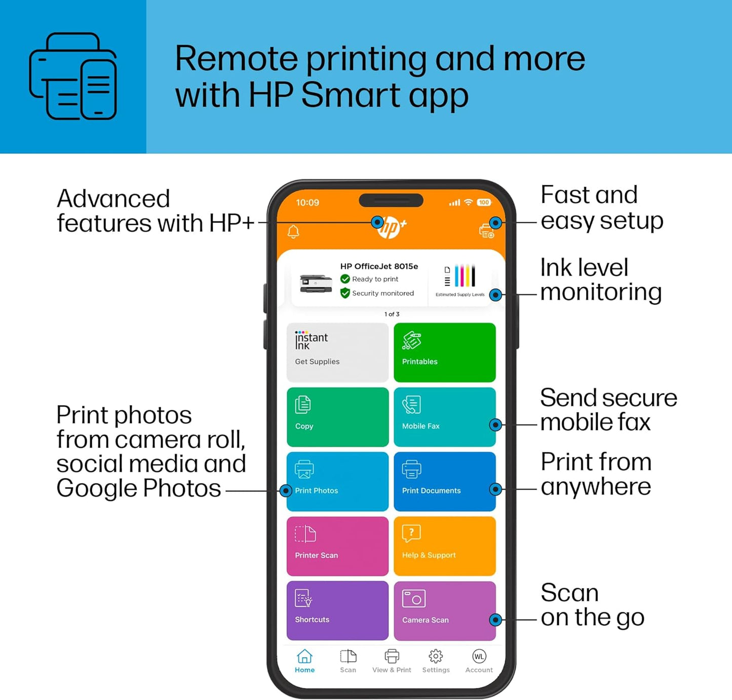 HP OfficeJet 8015e Wireless Color Printer - Instant Ink