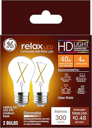 GE 31313 Relax HD LED A15 Light Bulb 4W Soft White