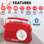 Magnavox 41818-RD Retro Bluetooth Dual Alarm Clock Radio