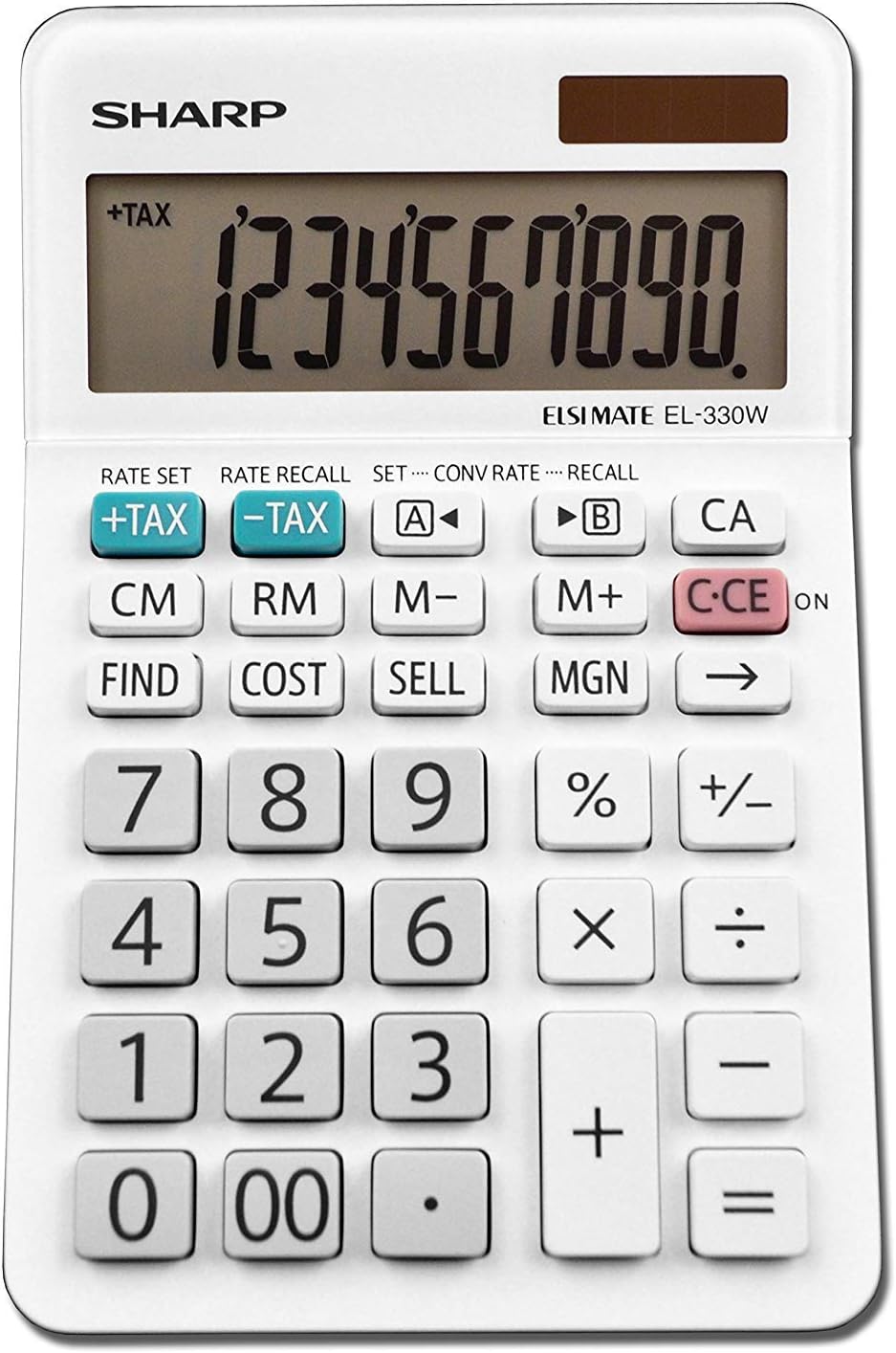 Sharp EL-330WB Basic Desktop Calculator, Solar Battery - 5 Pack