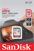 SanDisk SDSDUNC-016G-GN6IN Ultra 16GB SDHC Memory Card - 80MB/s