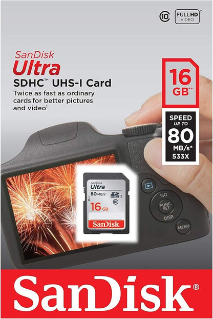 SanDisk SDSDUNC-016G-GN6IN Ultra 16GB SDHC Memory Card - 80MB/s