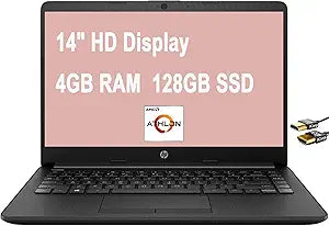 HP 14 AMD Athlon Silver HD Laptop + HDMI Cable
