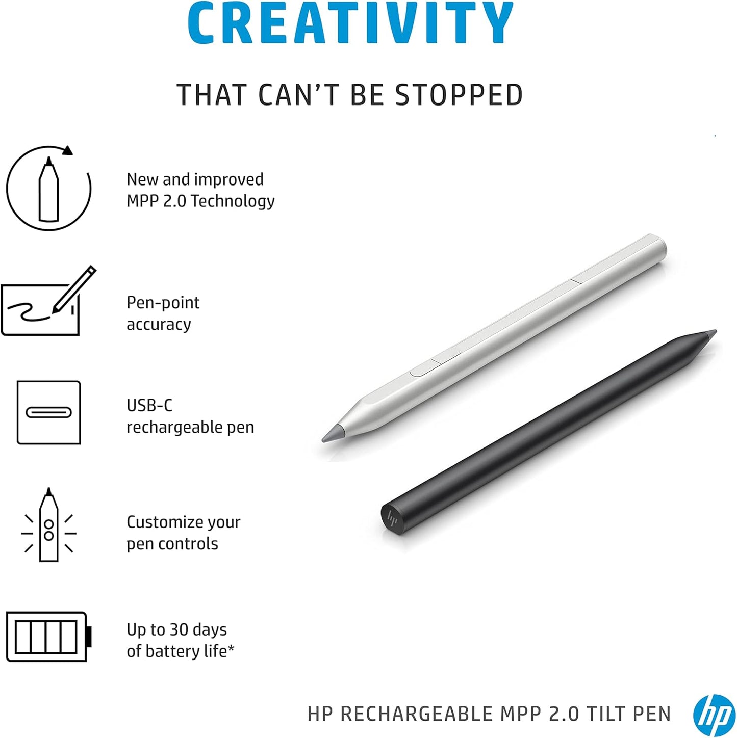 HP 3J122AA Rechargeable MPP 2.0 Tilt Pen - Black