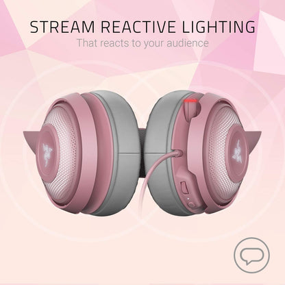 Razer RZ04-02980200-R3M1 Kraken Kitty RGB Gaming Headset, Pink
