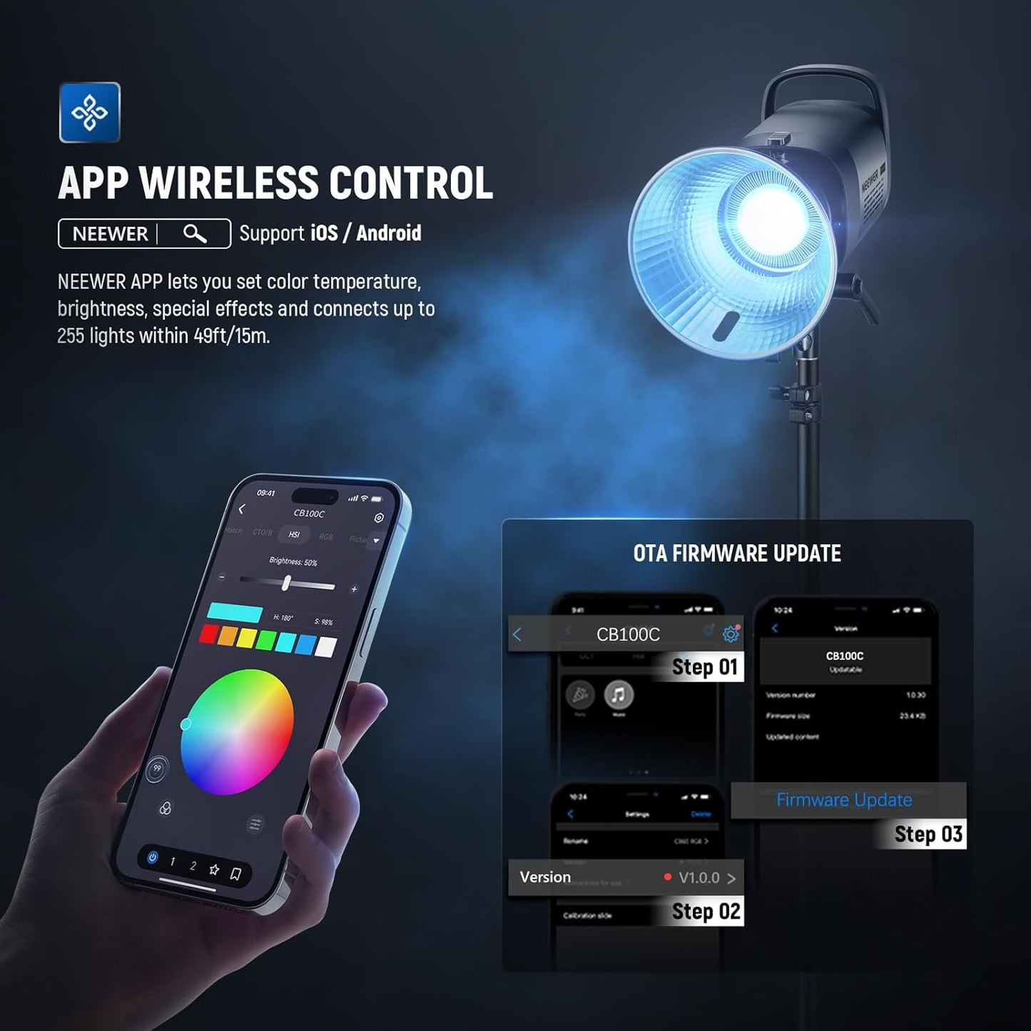Neewer CB100C 130W RGB LED Video Light with APP Control