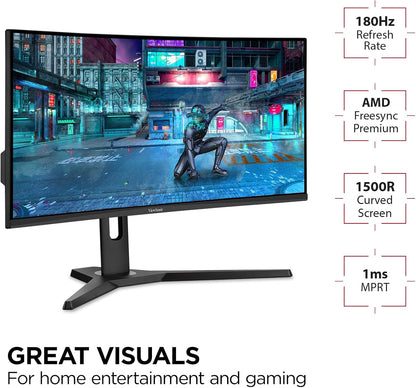 ViewSonic VX3418-2KPC 34-Inch Curved Gaming Monitor 180Hz