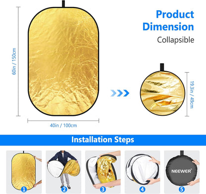 Neewer 10071556 40"x60" 5-in-1 Collapsible Light Reflector