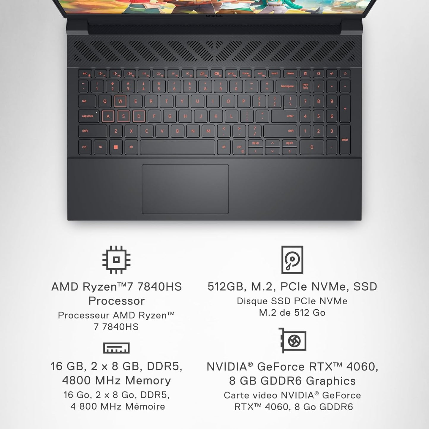 Dell G5535-A643GRY-PUS: G15 Gaming Laptop, Ryzen 7, RTX 4060