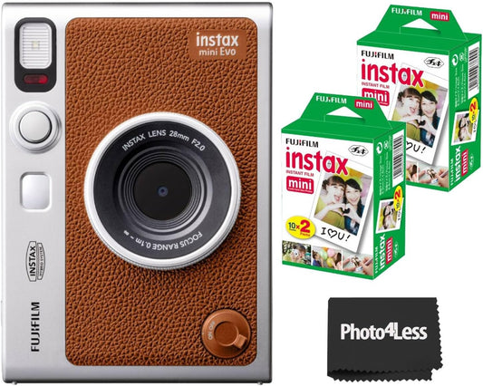 Fujifilm Instax Mini EVO Brown Hybrid Instant Camera Bundle