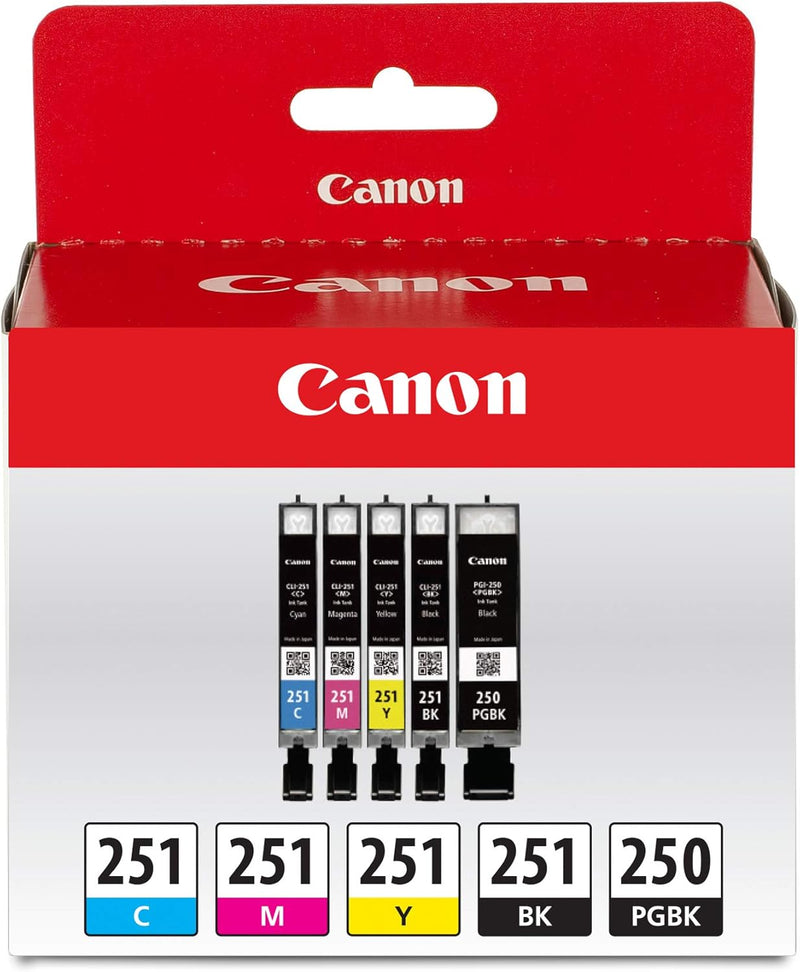 Canon 6432B011 PGI-250/ CLI-251 5 Color Amazon Pack — main product image