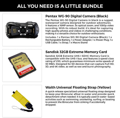 Pentax PEN02136-KIT1 WG-90 Waterproof Camera Bundle