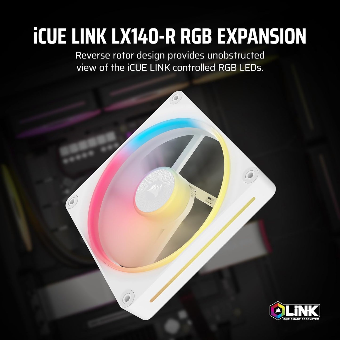 Corsair CO-9051055-WW iCUE Link LX140-R RGB Reverse Fan White