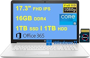 HP 17" Premium i5 Laptop, 16GB RAM, 1TB SSD - Renewed
