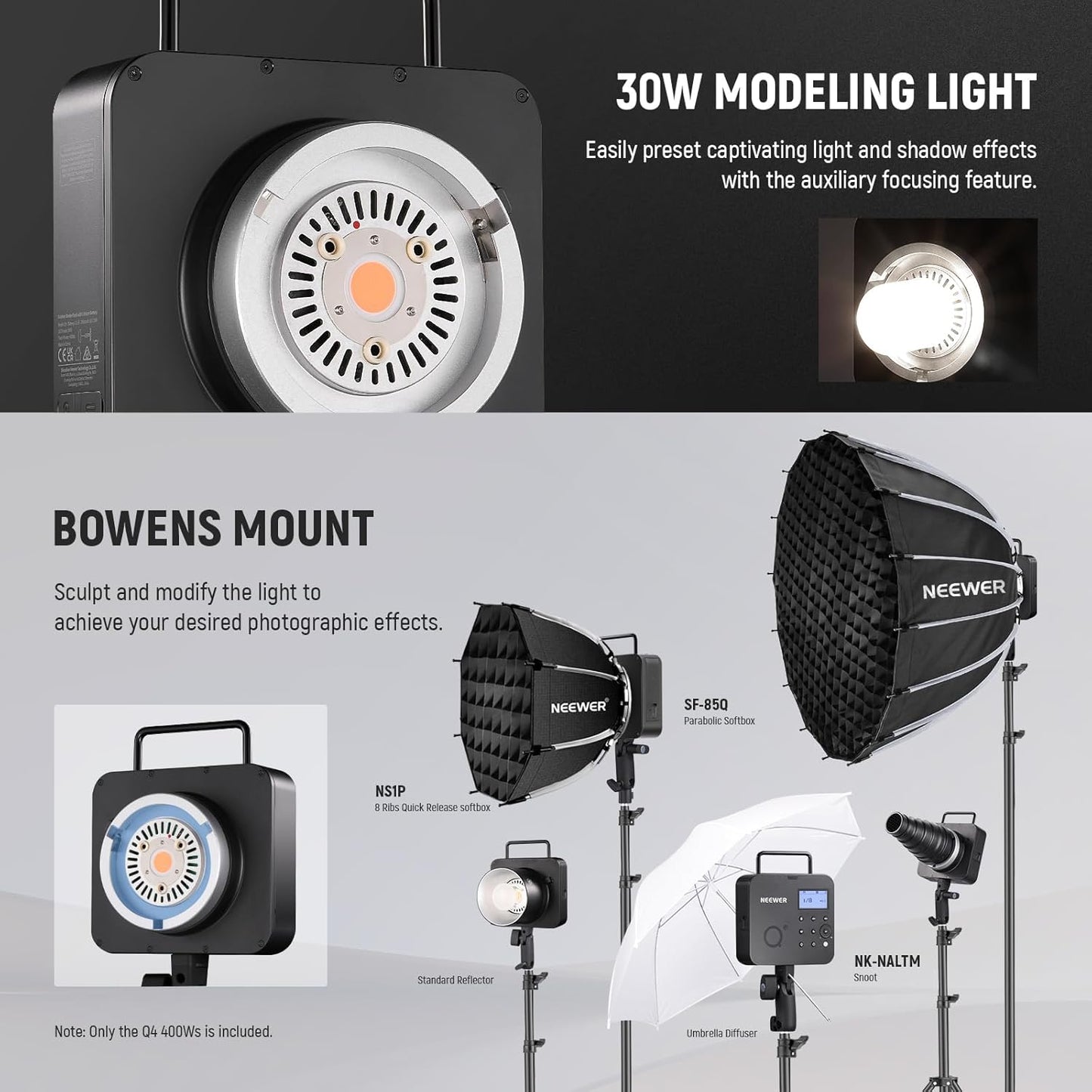 Neewer 10103136 Q4 400Ws TTL Studio Flash Strobe