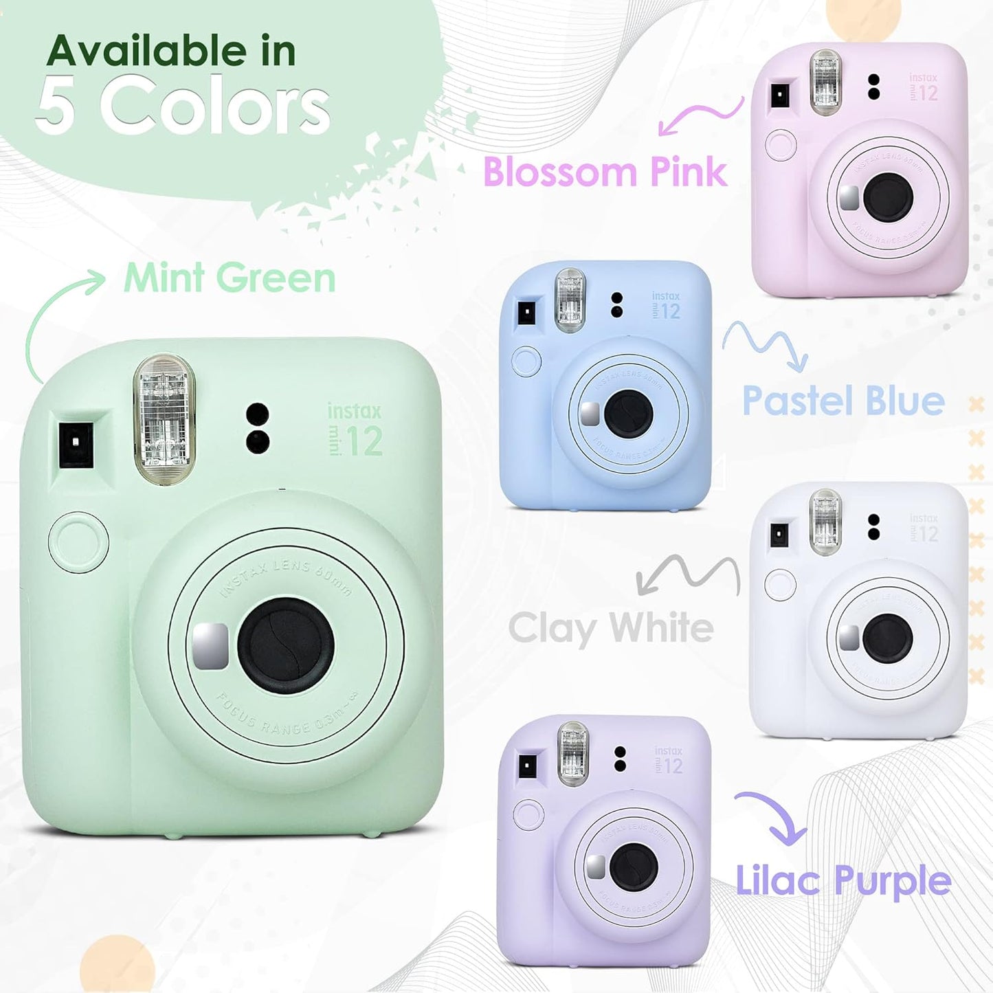 Fujifilm Instax Mini 12 Camera with Film & Accessories Bundle