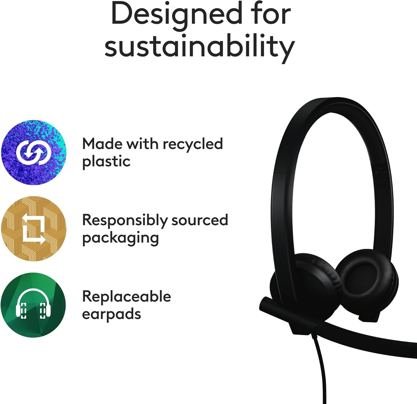 Logitech 981-001429 H570e USB-C Noise-Canceling Headset Teams Certified