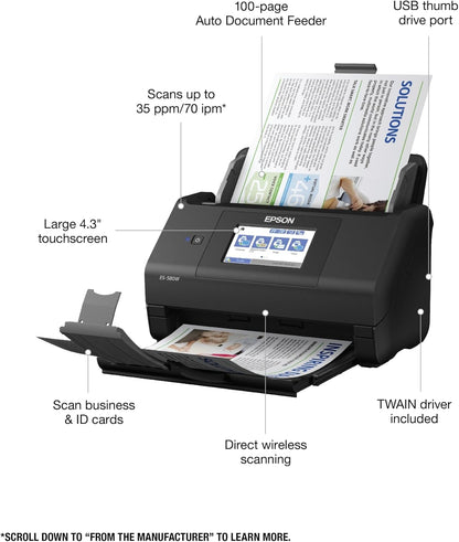 Epson ES-580W Wireless Duplex Desktop Document Scanner