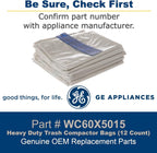 GE WC60X5015 Compactor Bags: Heavy Duty, 12-Count OEM
