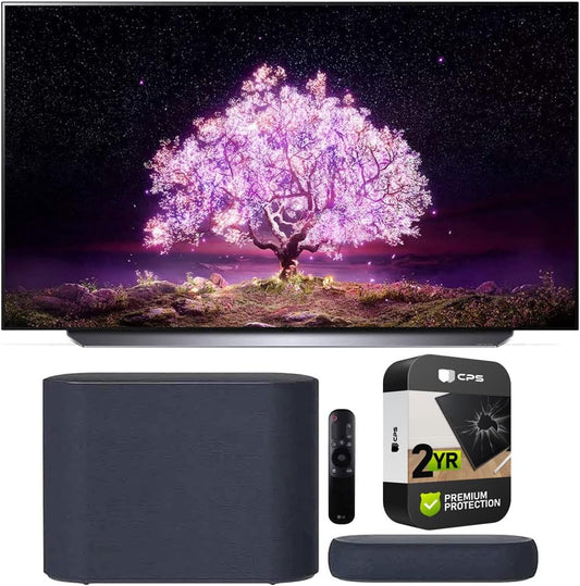 LG E70LGOLED65C1PUB 65" 4K OLED TV Bundle, Soundbar, Protection
