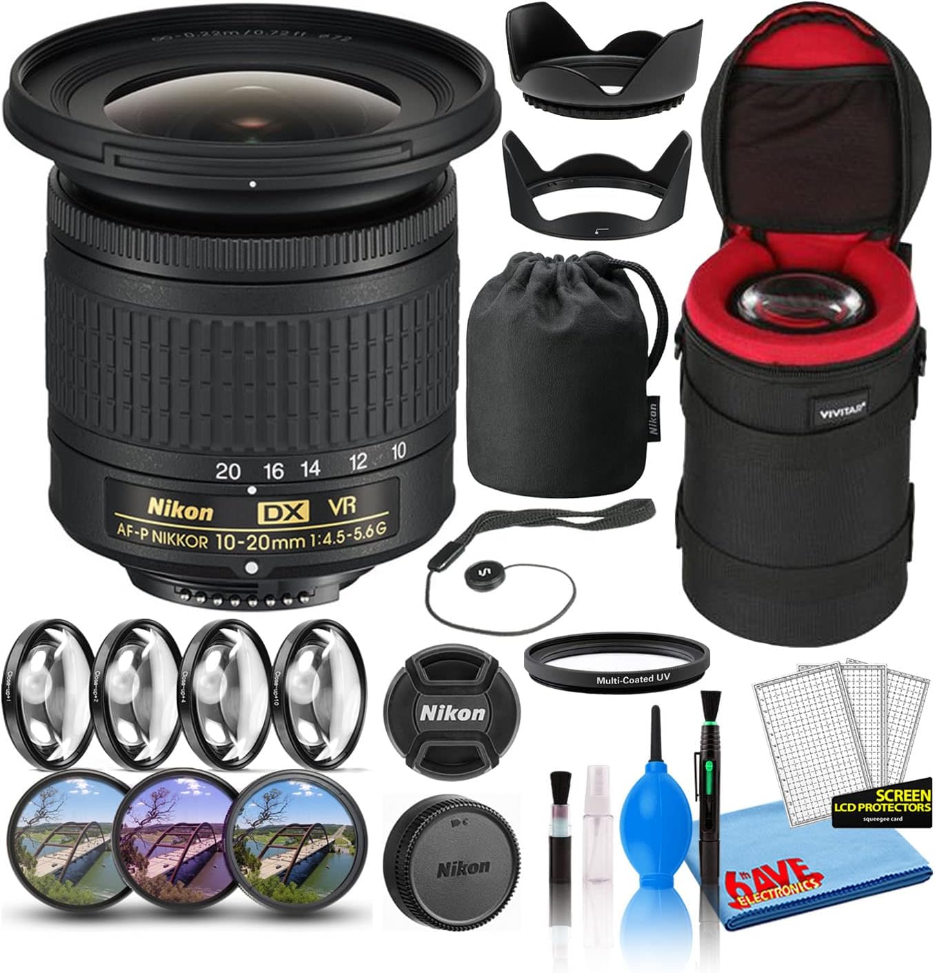 Nikon 20067-6A1-CR AF-P 10-20mm VR Lens Bundle (Renewed)