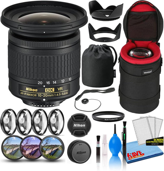 Nikon 20067-6A1-CR AF-P 10-20mm VR Lens Bundle (Renewed)