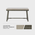 Lexicon 194840280576 Counter Height Dining Bench - Grey Padded Seat
