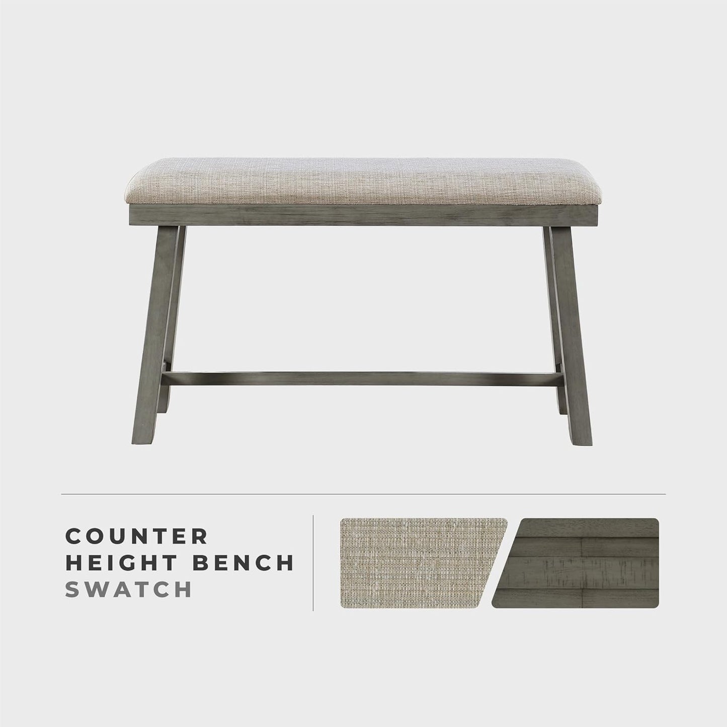 Lexicon 194840280576 Counter Height Dining Bench - Grey Padded Seat