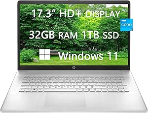 HP 17-cn0003dx Laptop: i3-1125G4, 32GB RAM, 1TB SSD, Win 11 + HDMI Cable — main product image