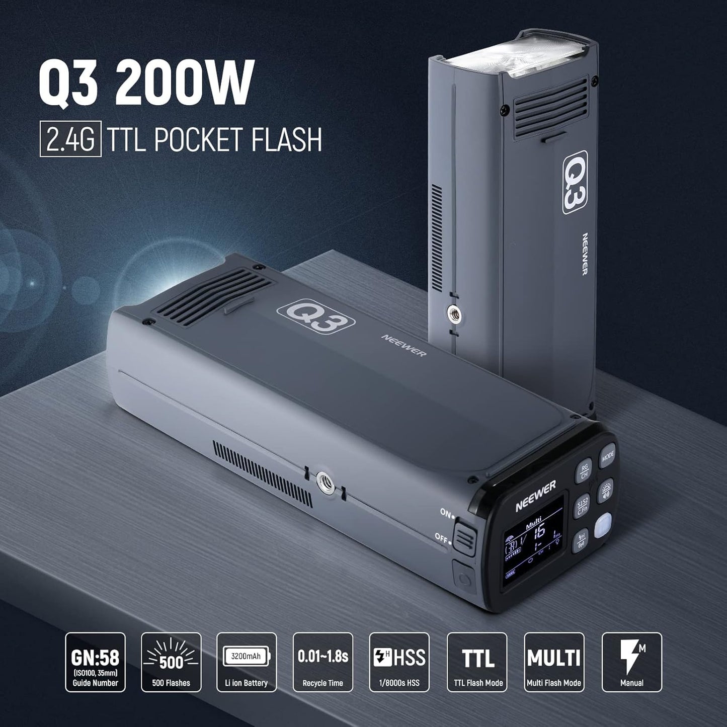Neewer Q3 200Ws TTL Flash Strobe Kit Sony