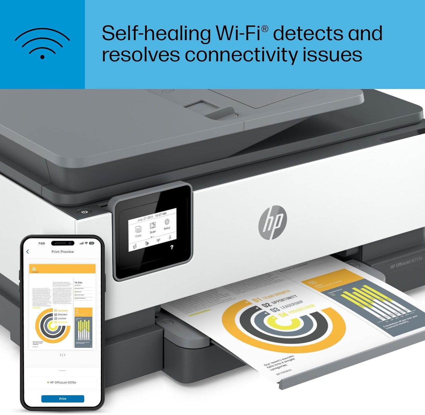 HP OfficeJet 8015e Wireless Color Printer - Instant Ink