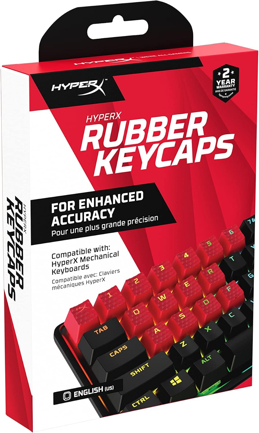HyperX 519T6AA#ABA Rubber Keycaps - Gaming Accessory Kit - Red