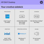 HP A07RQAA#ABA Envy i5-14400 Desktop PC, 8GB RAM, 512GB SSD