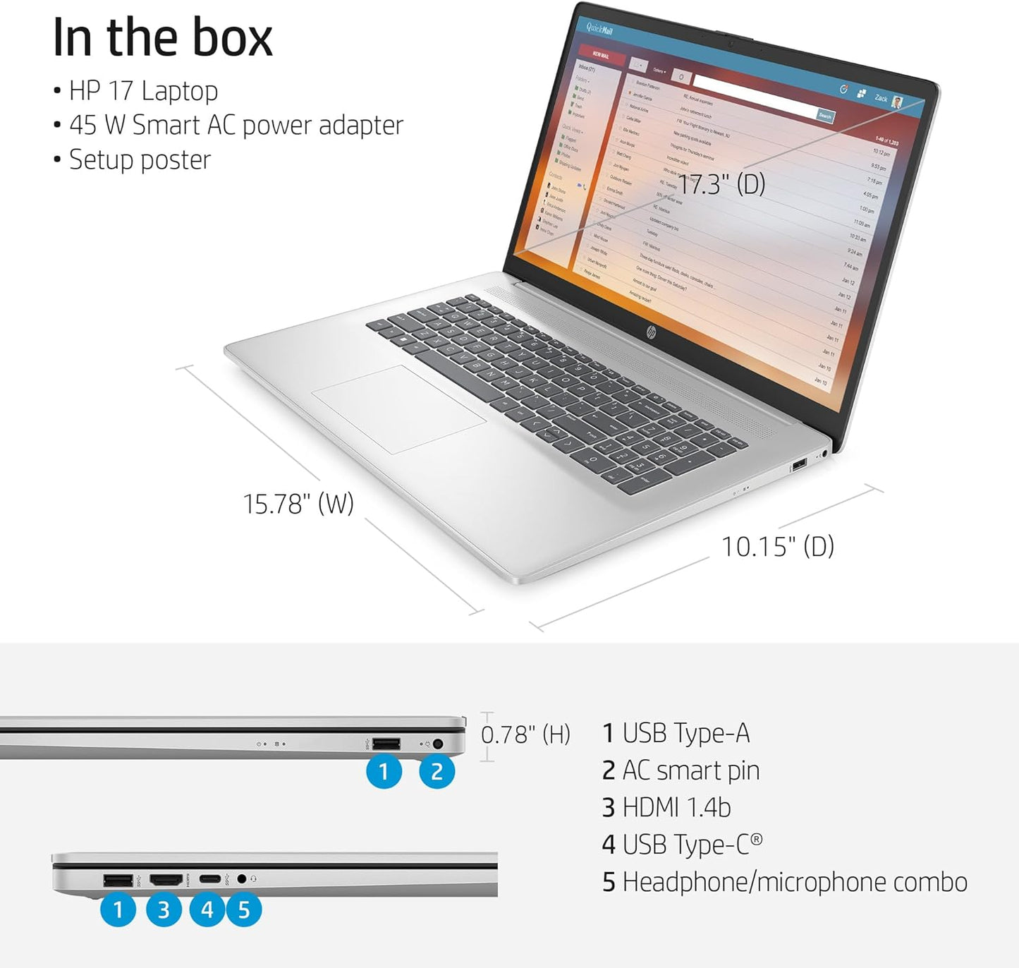 HP HP 17 Laptop AMD Ryzen 5 Touchscreen Office