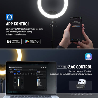 Neewer RL45B 18" Edge Lit Dimmable Ring Light Kit