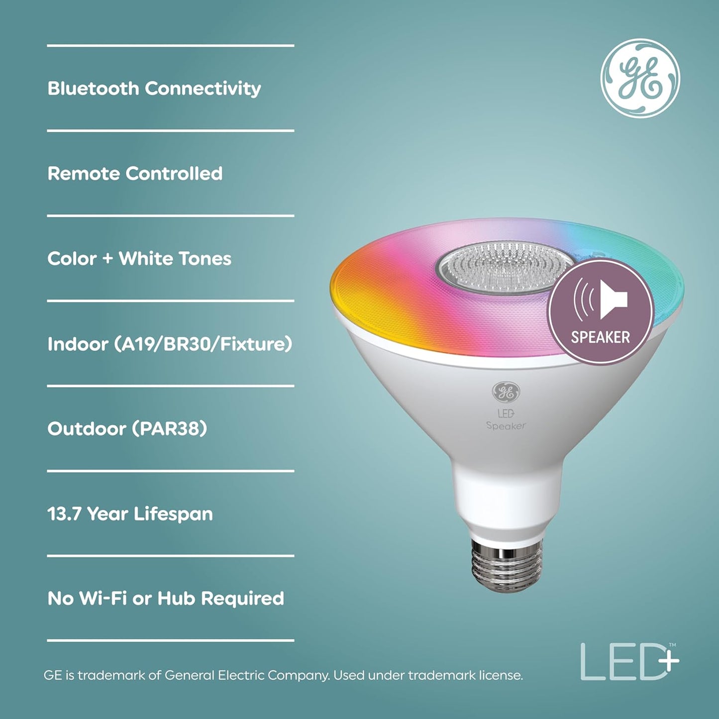 GE 93130056 LED+ Color Changing Speaker Bulb