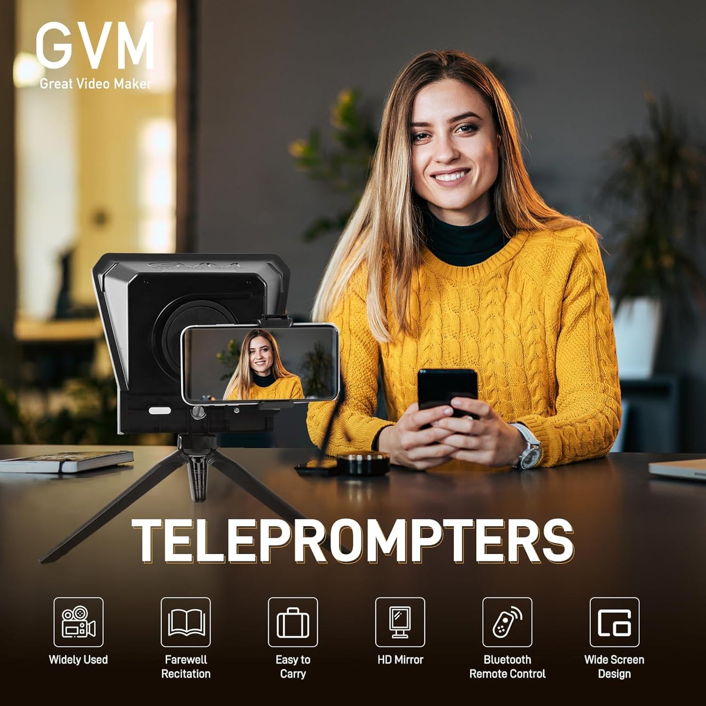 GVM Teleprompter Portable with iOS/Android APP & Remote