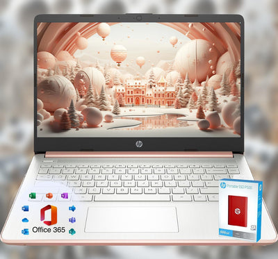 HP Slim 14" Laptop 16GB RAM 1.6TB Storage Rose Gold