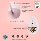 Logitech 910-006472 Lift Ergonomic Vertical Wireless Mouse - Rose