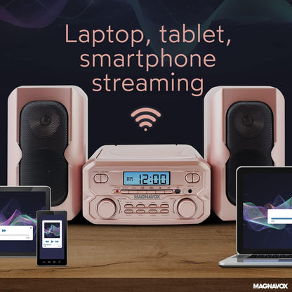 Magnavox MM435M-RG CD Shelf System Bluetooth Rose Gold
