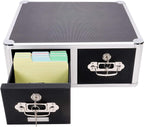 Vaultz VZ01395 Locking Index Card Cabinet - Double Drawer, Black