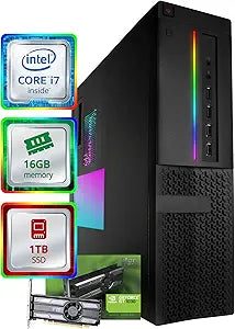 Dell RGB Gaming Computer i7 GT 1030 16GB 1TB SSD (Renewed)