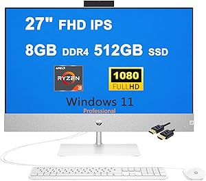 HP Pavilion 27 All-in-One Ryzen 3 512GB SSD Desktop — main product image