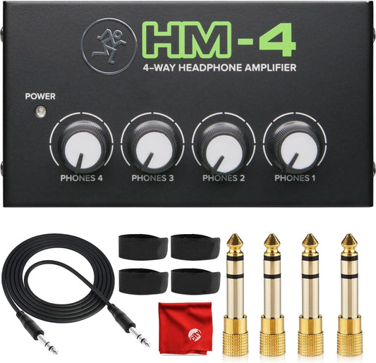 Mackie HM-4 4-Way Headphone Amplifier Bundle