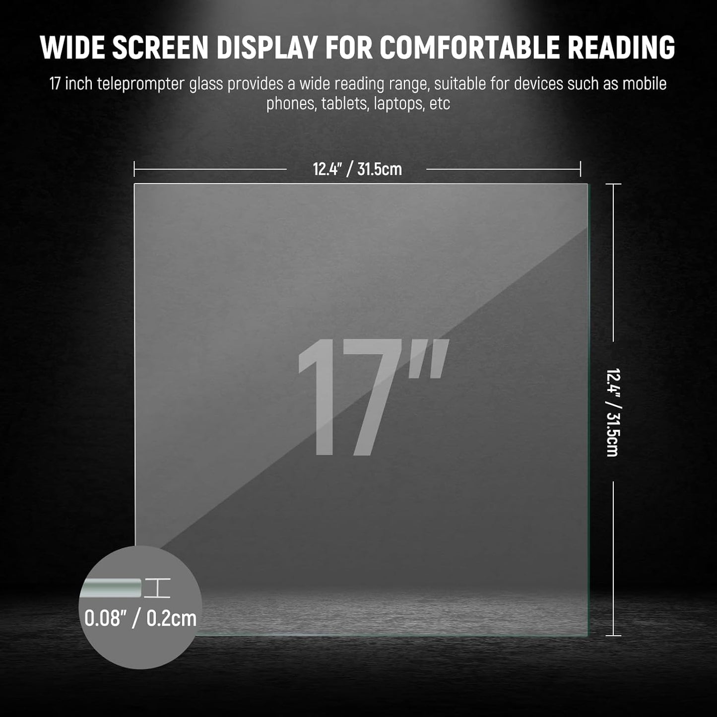 Neewer 33000083 17" DIY Teleprompter Beam Splitter Glass