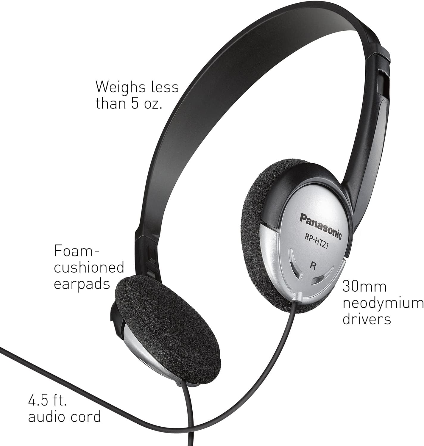 Panasonic RP-HT21 Lightweight On-Ear Headphones XBS