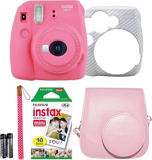 Fujifilm Instax Mini 9 Flamingo Pink Instant Camera Holiday Bundle