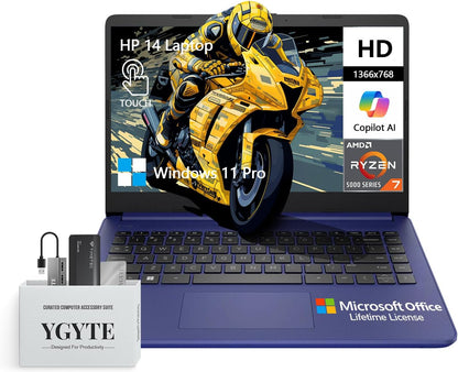 HP 14 Touchscreen Laptop Ryzen 7 64GB 2TB SSD Windows 11 Pro