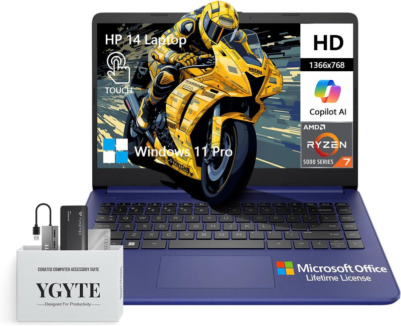HP 14 Touchscreen Laptop Ryzen 7 64GB 2TB SSD Windows 11 Pro — main product image